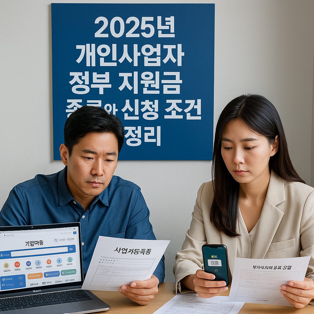 2025년 개인사업자 정부 지원금 종류와 신청 조건 총정리