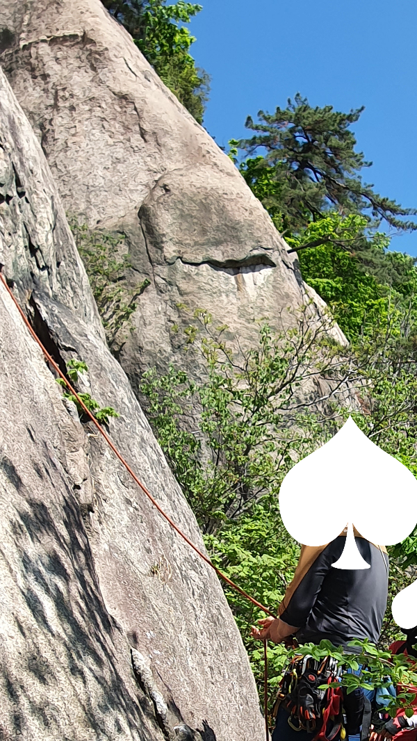 등반자의 모습을 확인하면서 안전에 대한 대비를 해야하는 빌레이어의 모습입니다.