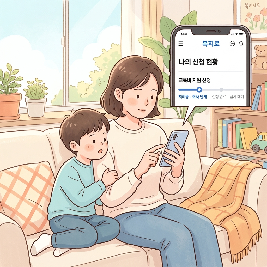 복지로 앱으로 교육급여 신청 현황 확인하는 부모