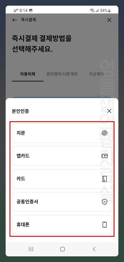삼성카드 즉시결제 본인 인증