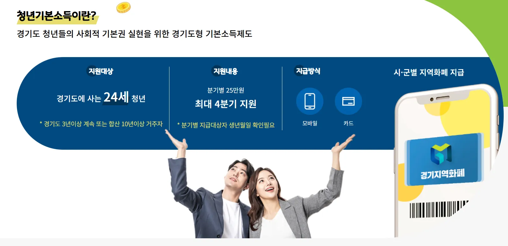 경기도 청년기본소득 일시금으로 100만 원 받는 방법