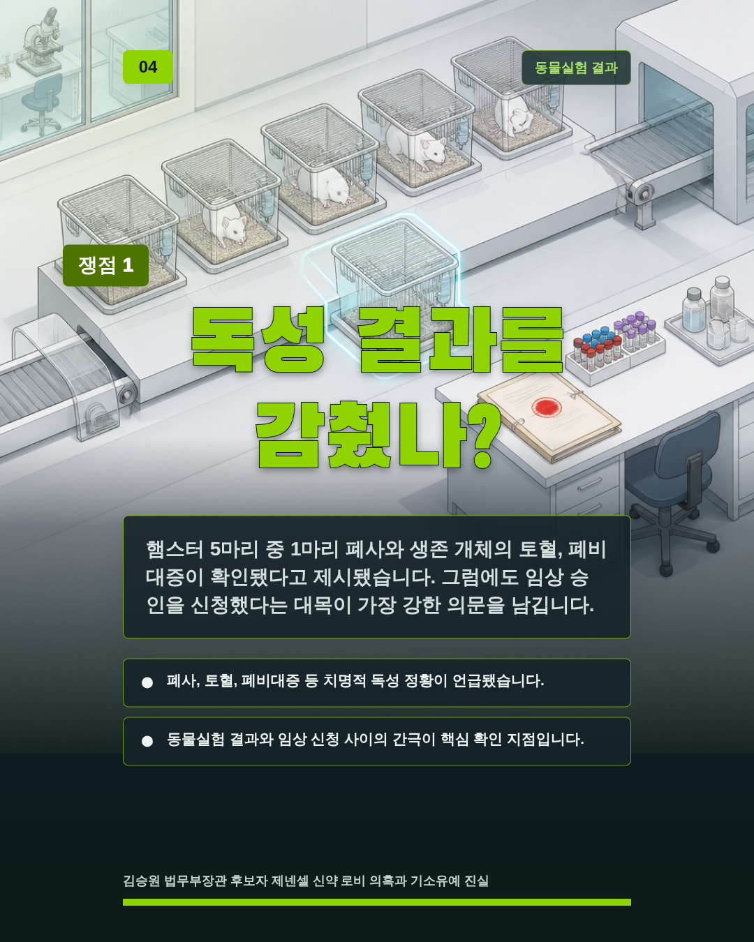 독성 결과를 감췄나?