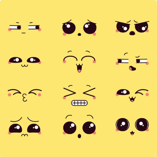 눈의 여러가지 감정을 표현한 그림