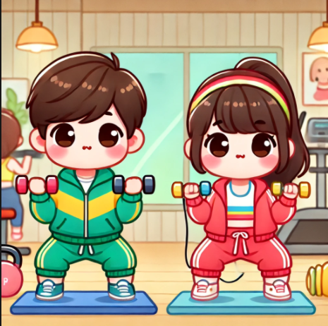 운동초보자 남자와 여자의 이미지