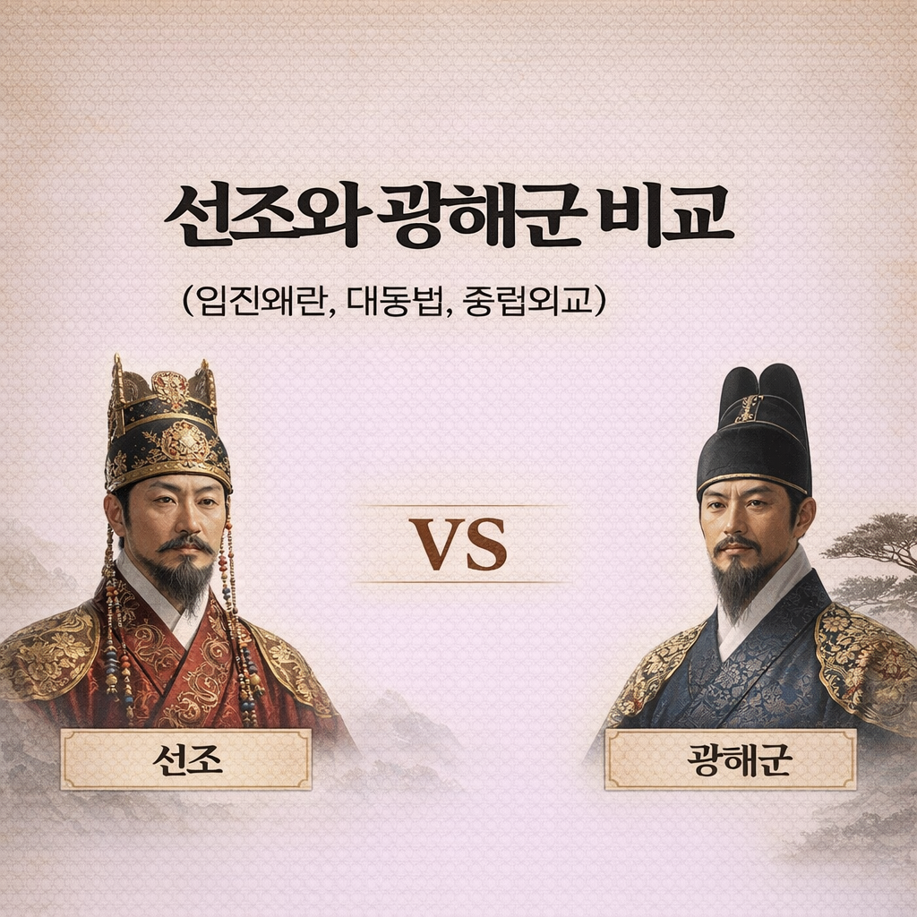 선조와 광해군 비교 (임진왜란, 대동법, 중립외교)