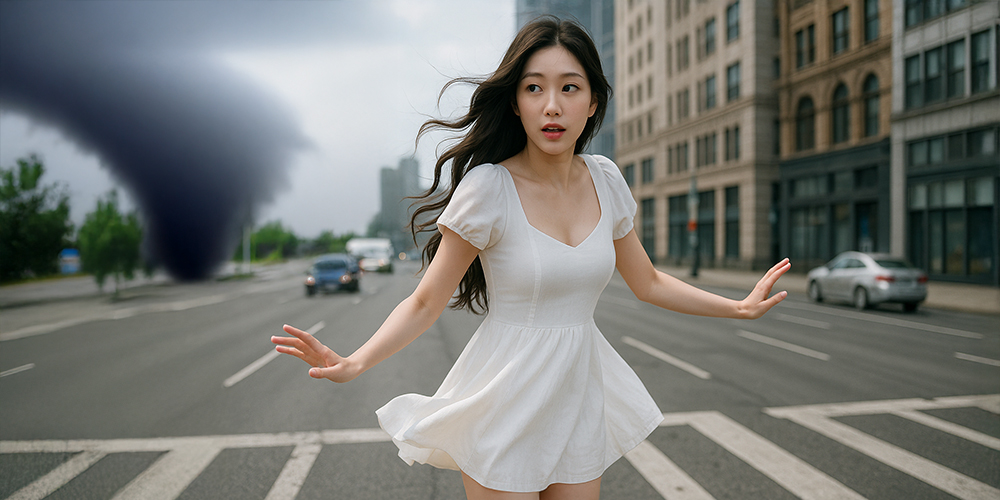 태풍이 부는 곳 에 있는 사람