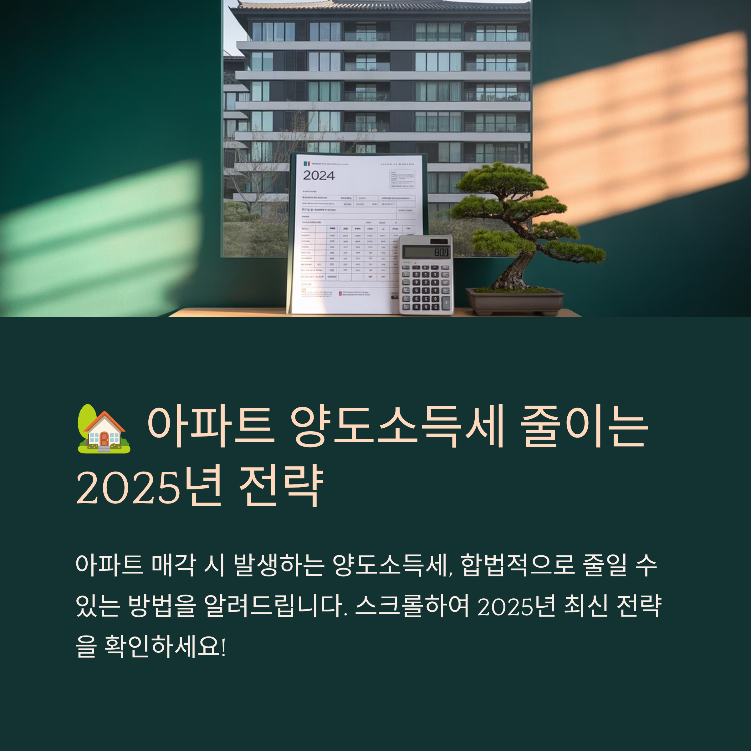 아파트 양도소득세 줄이는 2025년 전략