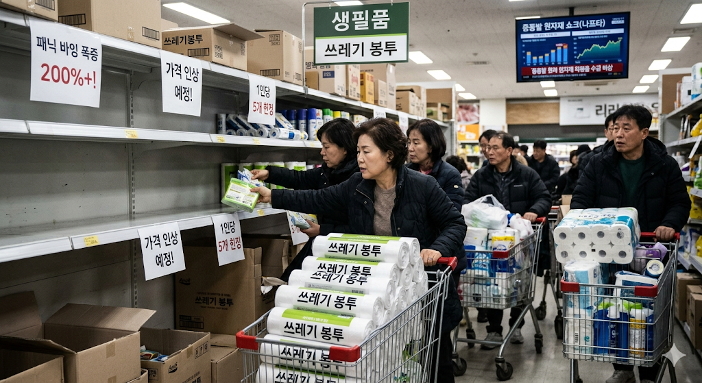 중동발 나프타 수급 비상, 생필품 사재기 현상, 패닉 바잉 현상 진단