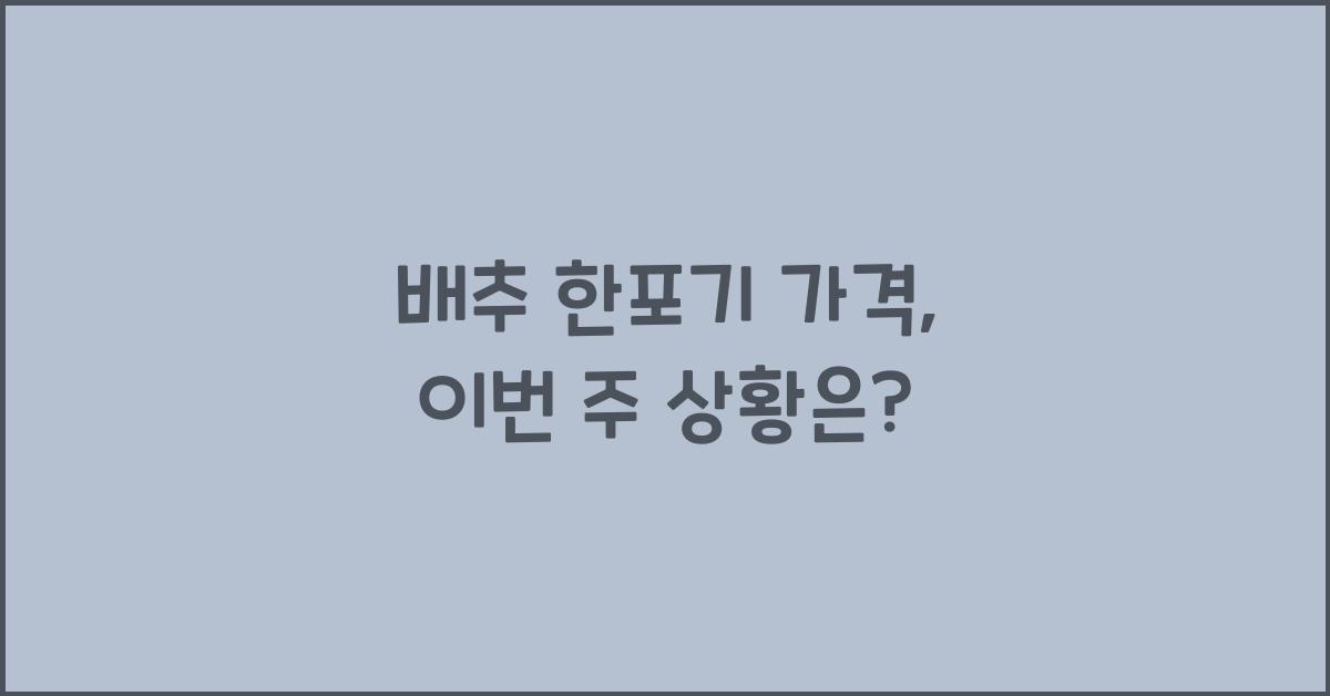 배추 한포기 가격