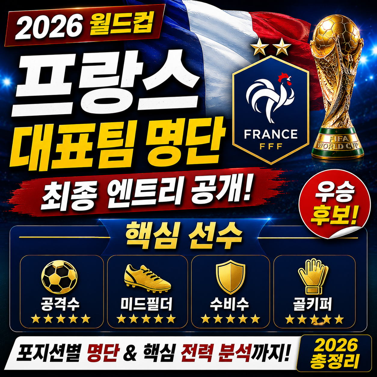 프랑스 월드컵 대표팀 명단 최종 엔트리 핵심 선수 2026
