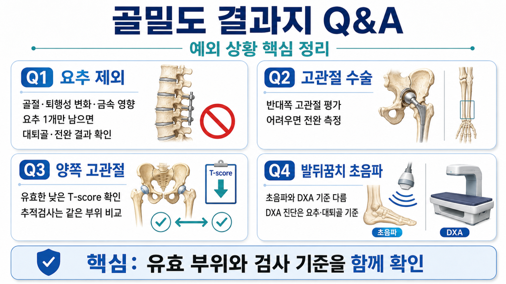 골밀도 결과지에서 요추 제외·인공관절·양측 고관절·발뒤꿈치 초음파를 확인하는 방법