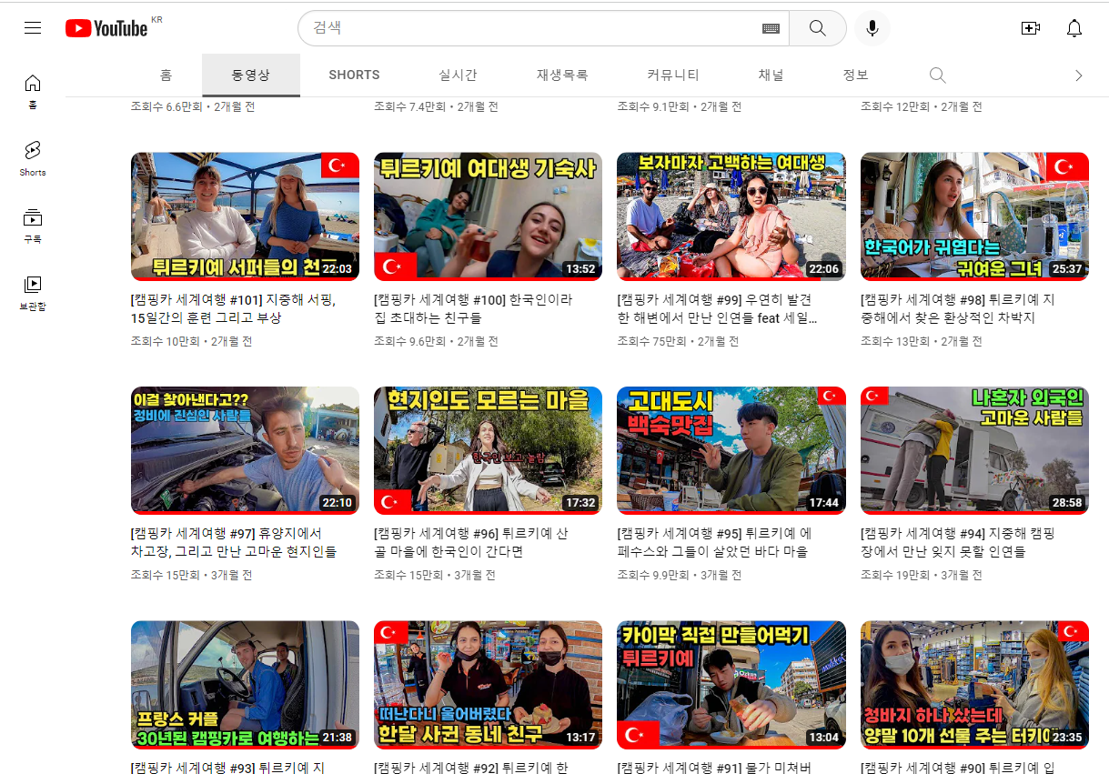 곰 세끼가 보게된 튀르키예 영상들