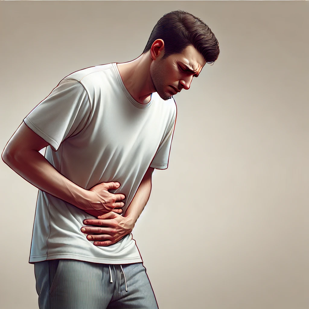 남성의 오른쪽 아랫배 통증 이미지