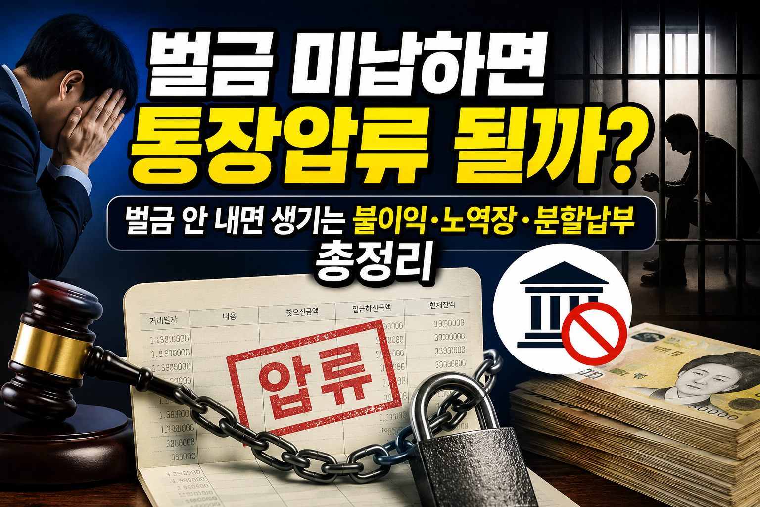 벌금 미납하면 통장압류 될까? 벌금 안 내면 생기는 불이익·노역장·분할납부 총정리 관련 사진