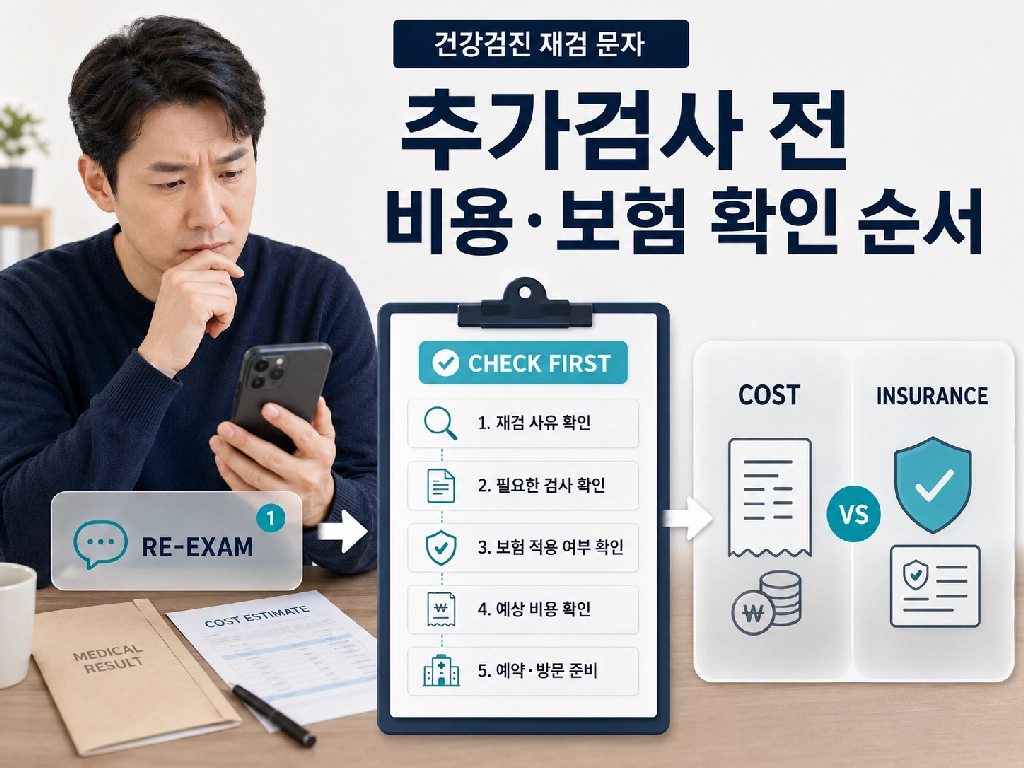 건강검진 재검 문자 받았을 때, 추가검사 비용&middot;보험부터 확인할 순서표