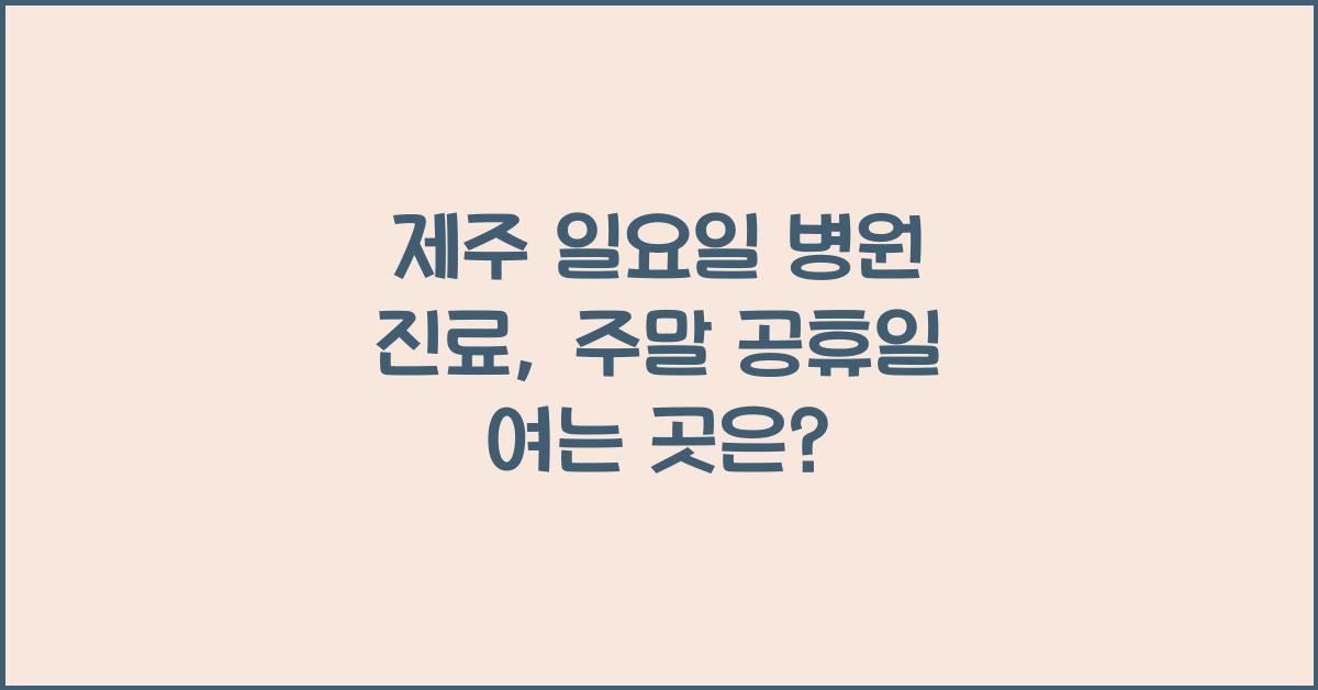 제주 일요일 병원 진료 주말 공휴일 여는 곳