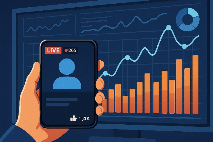 실시간 스트리밍 데이터를 시각화한 그래프와 모바일 시청 화면