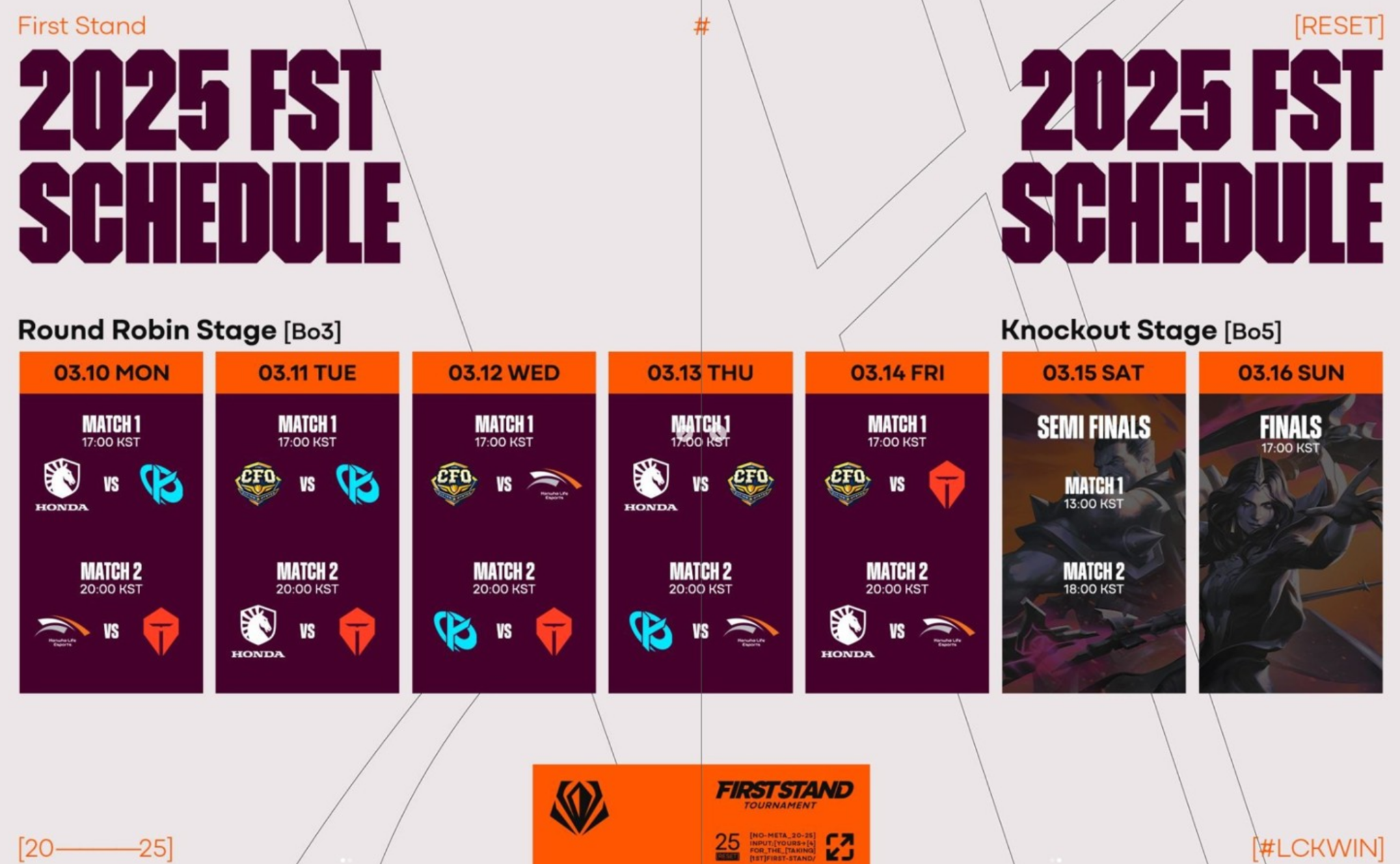 LOL 2025 First Stand Tournament (FST) 소개 및 일정 소개