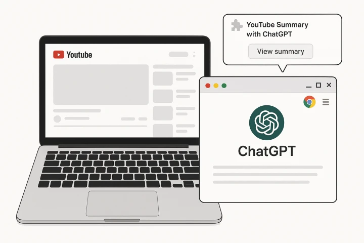 ChatGPT์ ํฌ๋กฌ ํ์ฅ ํ๋ก๊ทธ๋จ์ผ๋ก ์ ํ๋ธ ์์ ์์ฝ ์ค๋น