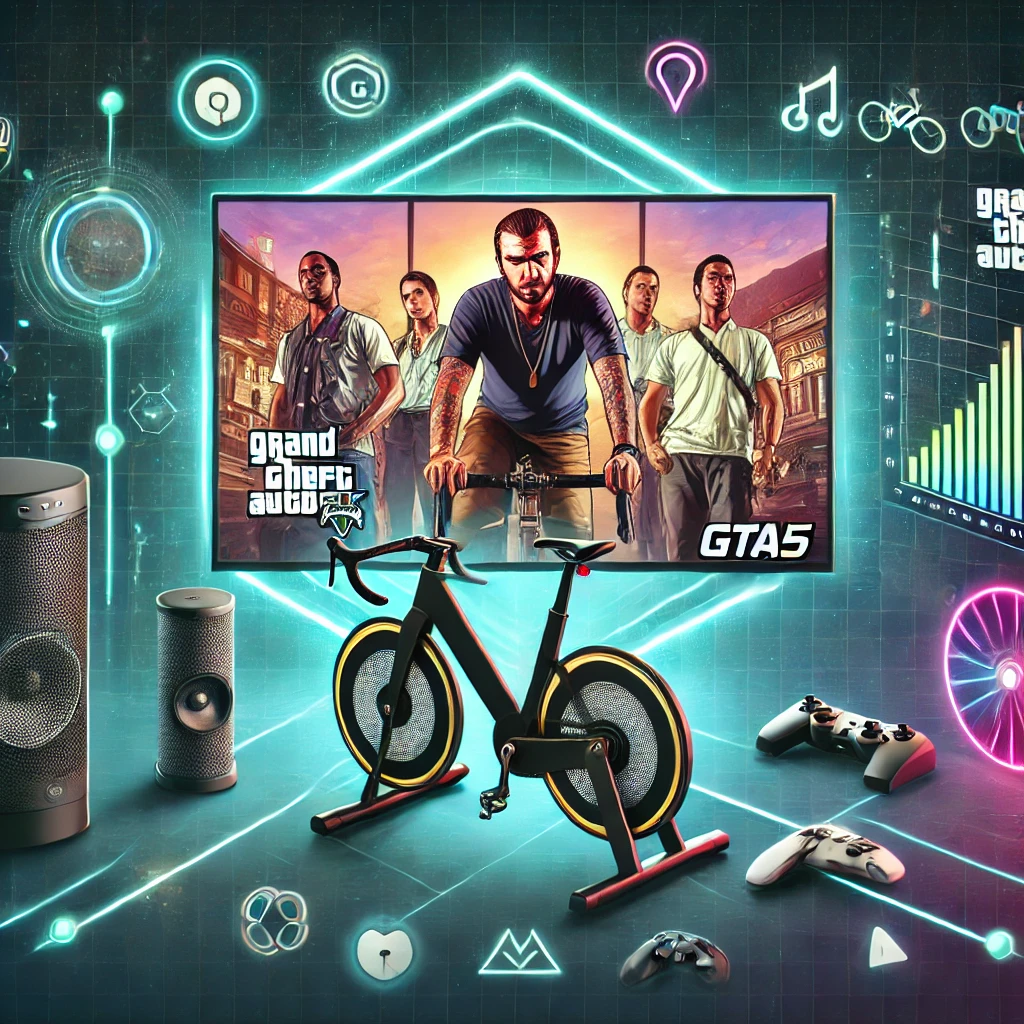 GTA5 자전거 로라 라이딩 예시 이미지 - 실내 스마트 로라로 GTA5에서 자전거 타기