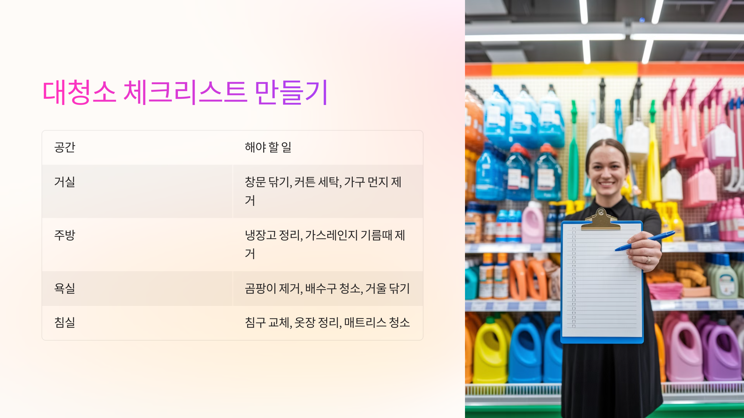 📌 대청소 체크리스트 만들기