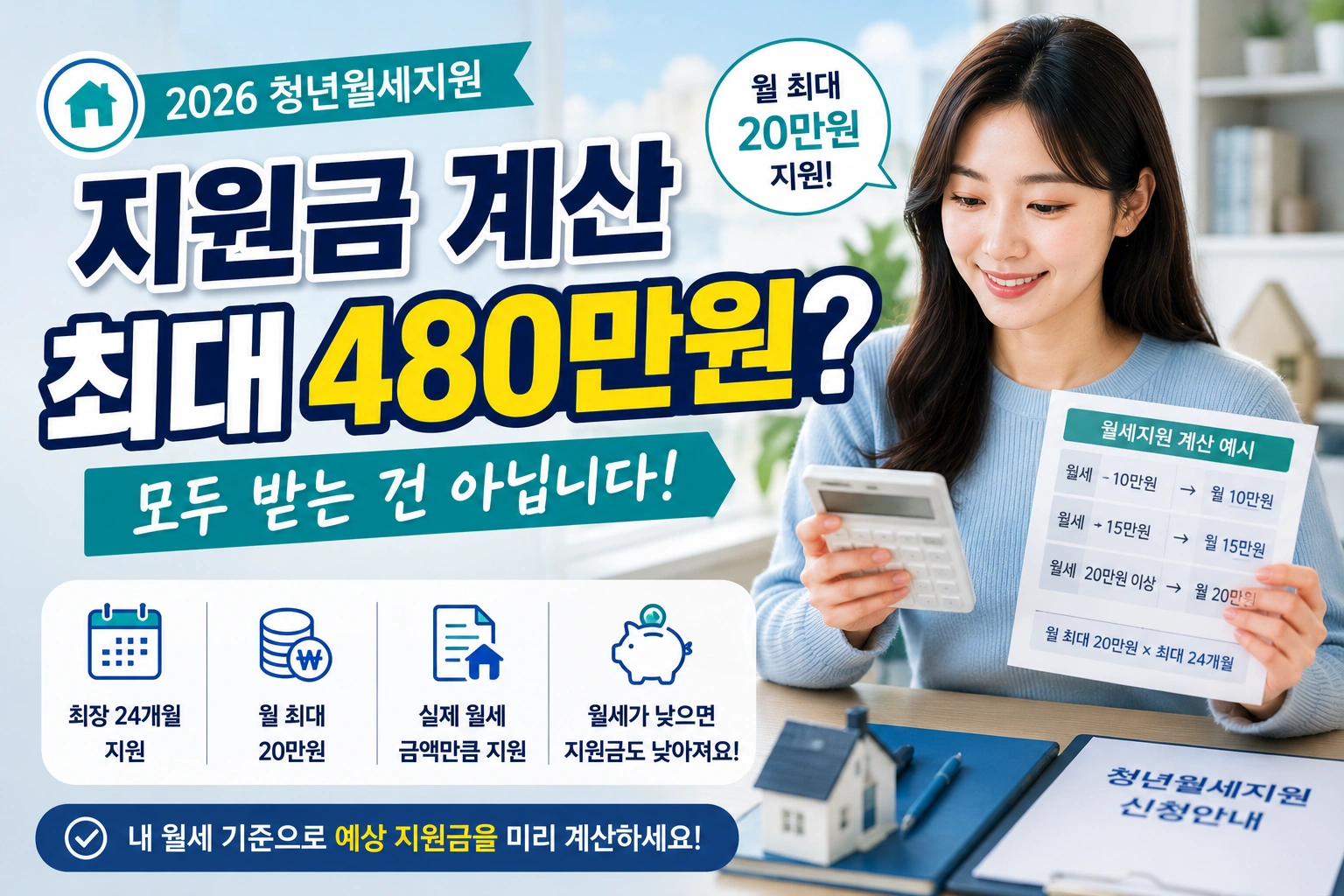 2026 청년월세지원 지원금 계산 최대 480만원 모두 받는 건 아닙니다