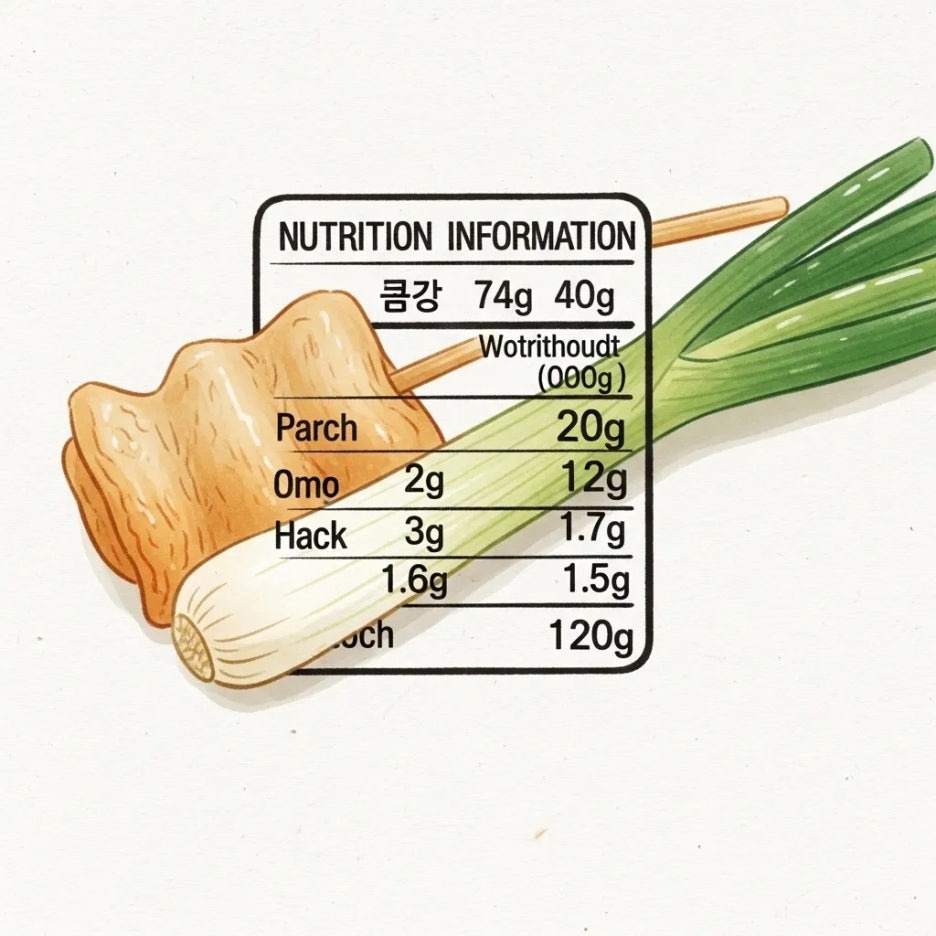 분모자 떡볶이의 영양 정보를 확인하는 모습