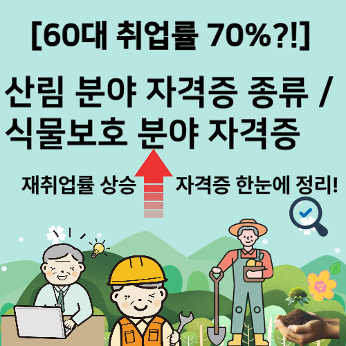 산림 및 식물보호 자격증 종류 소개 썸네일, 재취업률 강조 디자인
