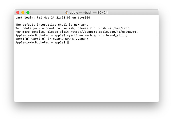 터미널 맥 cpu 모델 확인