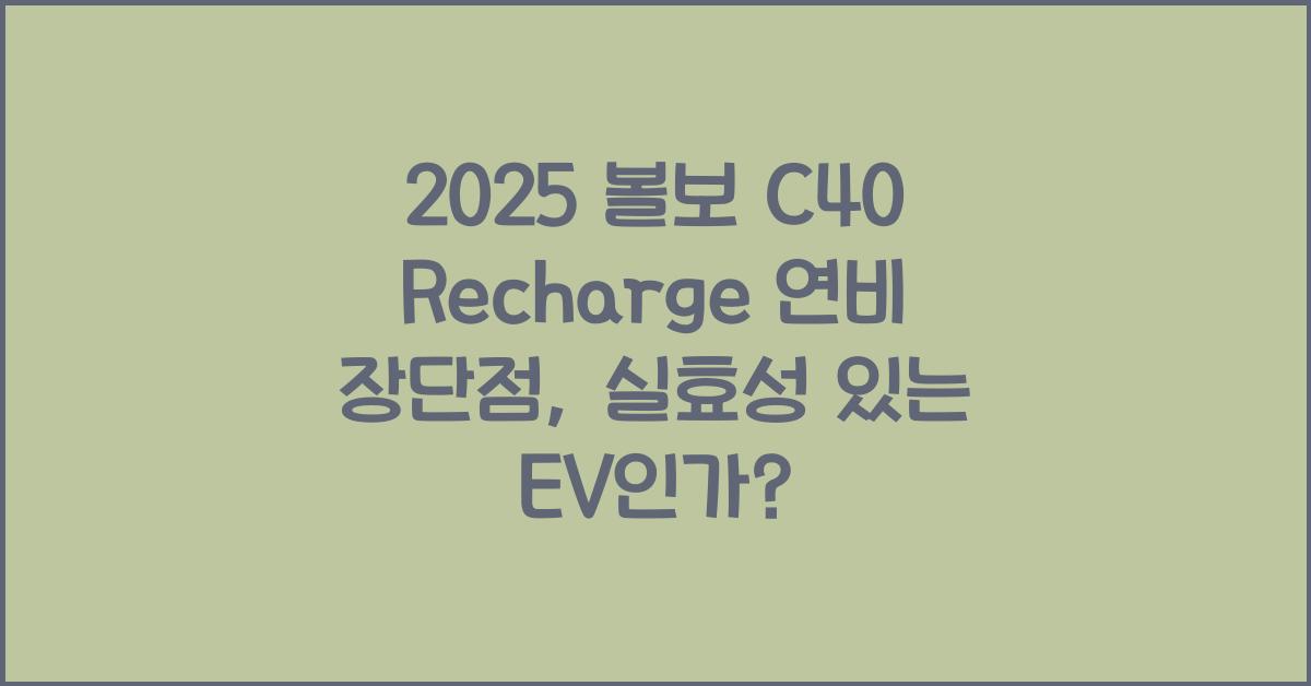 2025 볼보 C40 Recharge 연비 장단점