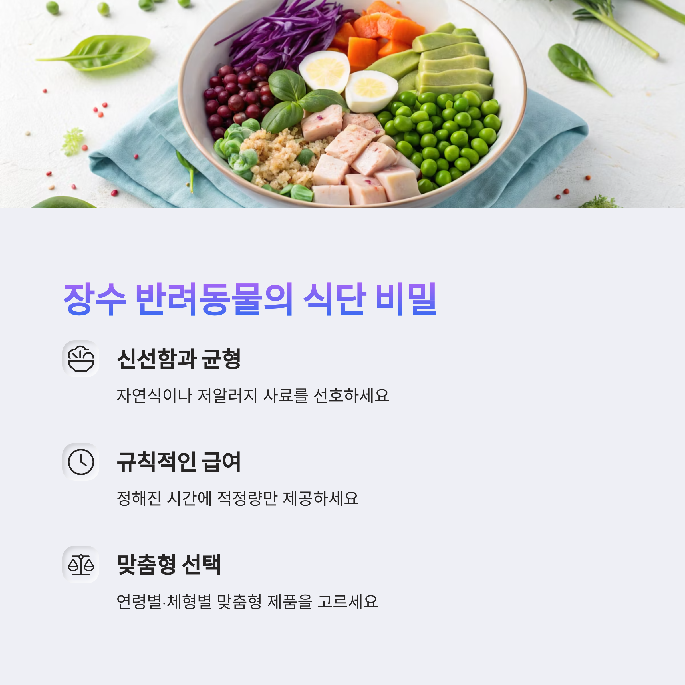 장수 반려동물의 식단