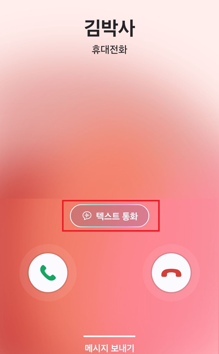 텍스트 통화 메뉴 보임