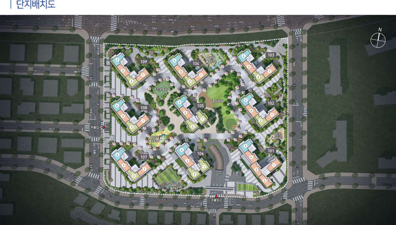 천안 부성지구 한라비발디 - 단지 배치도