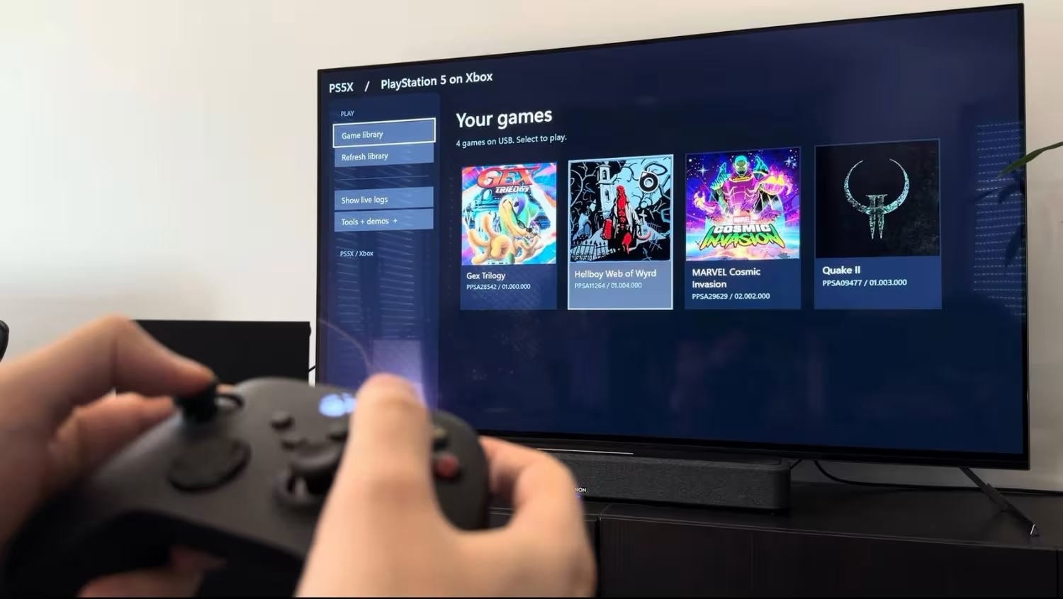 PS5X Xbox Series X PS5 에뮬레이터 GEX Trilogy Hellboy MARVEL Cosmic Invasion Quake II 게임목록