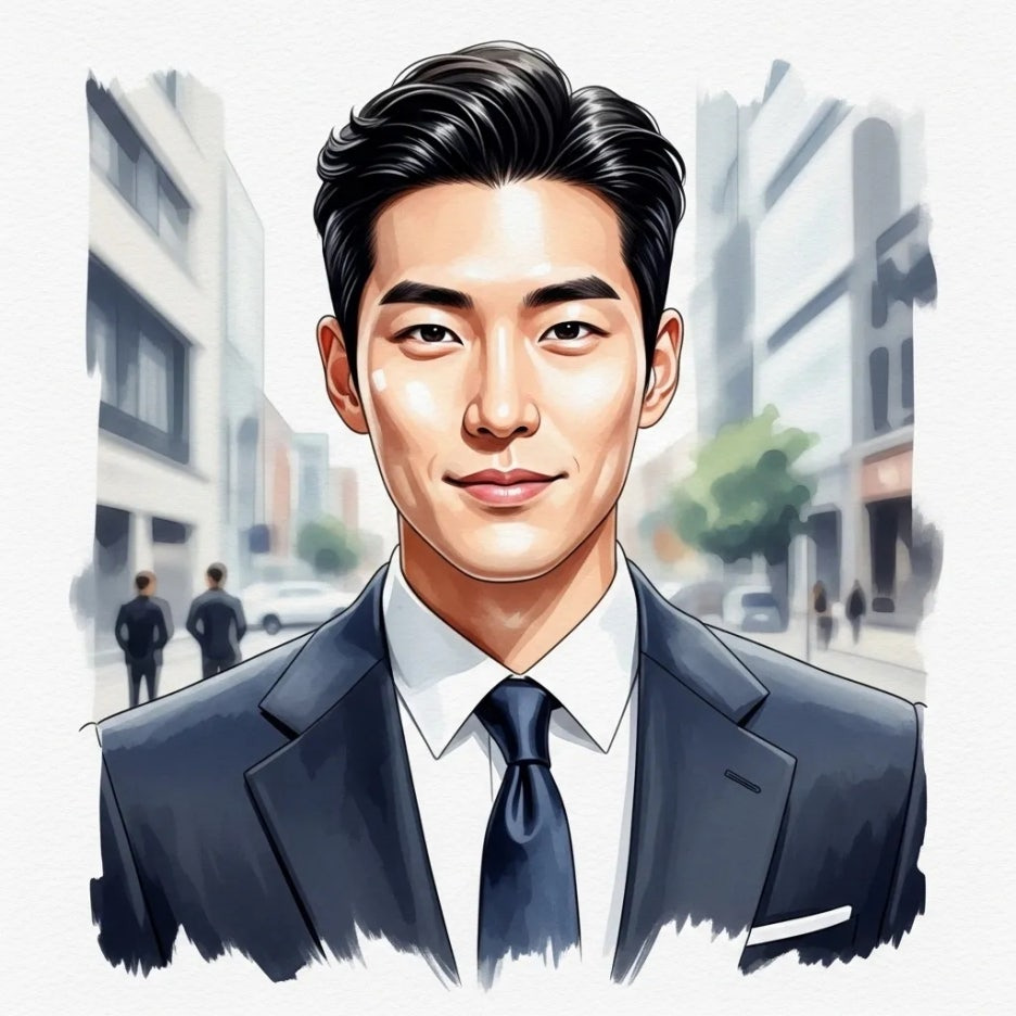 자신감 넘치는 모습의 깔끔한 현대 남성