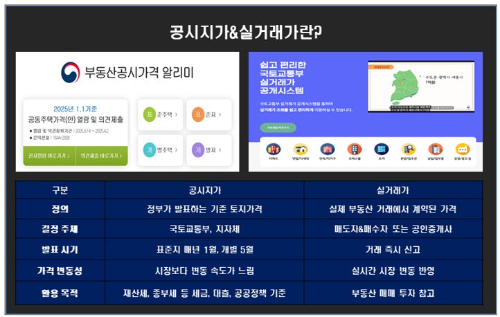 공시지가&amp;실거래가 개념과 특징, 조회방법 등에 관한 글
