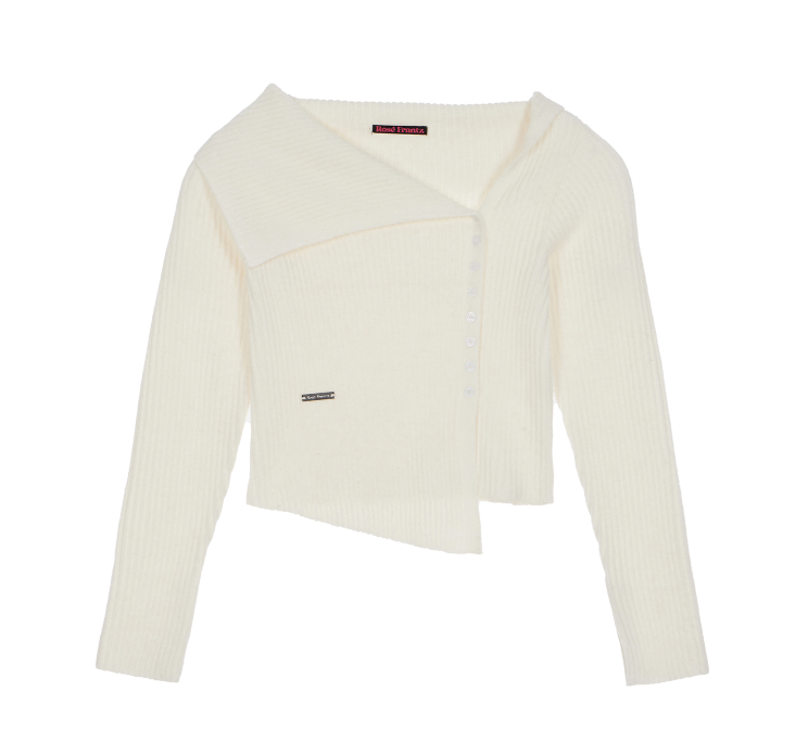 {니트} 첫 번째 남자 57회 :: 김민설(진홍주) / 로제프란츠 아이보리 언밸런스 카라 버튼 니트