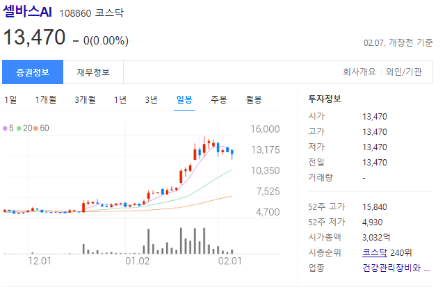 셀바스AI-주가-일봉-사진