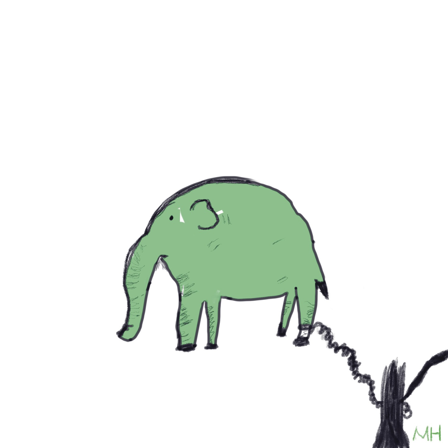 말뚝에 묶여져 있는 코끼리 그림