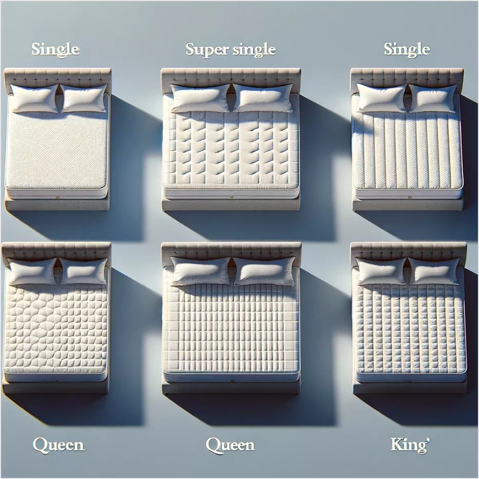 종류별 매트리스 사이즈 비교