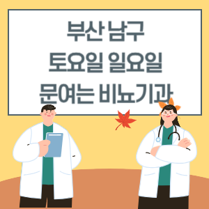부산 남구 토요일 일요일 비뇨기과 진료 병원 리스트
