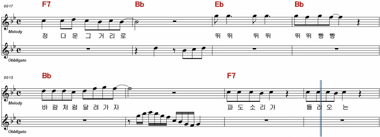 혜은이 - 뛰뛰빵빵 악보