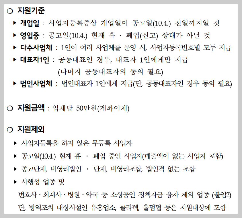 안양시 소상공인 지원금 지원 자격(1)