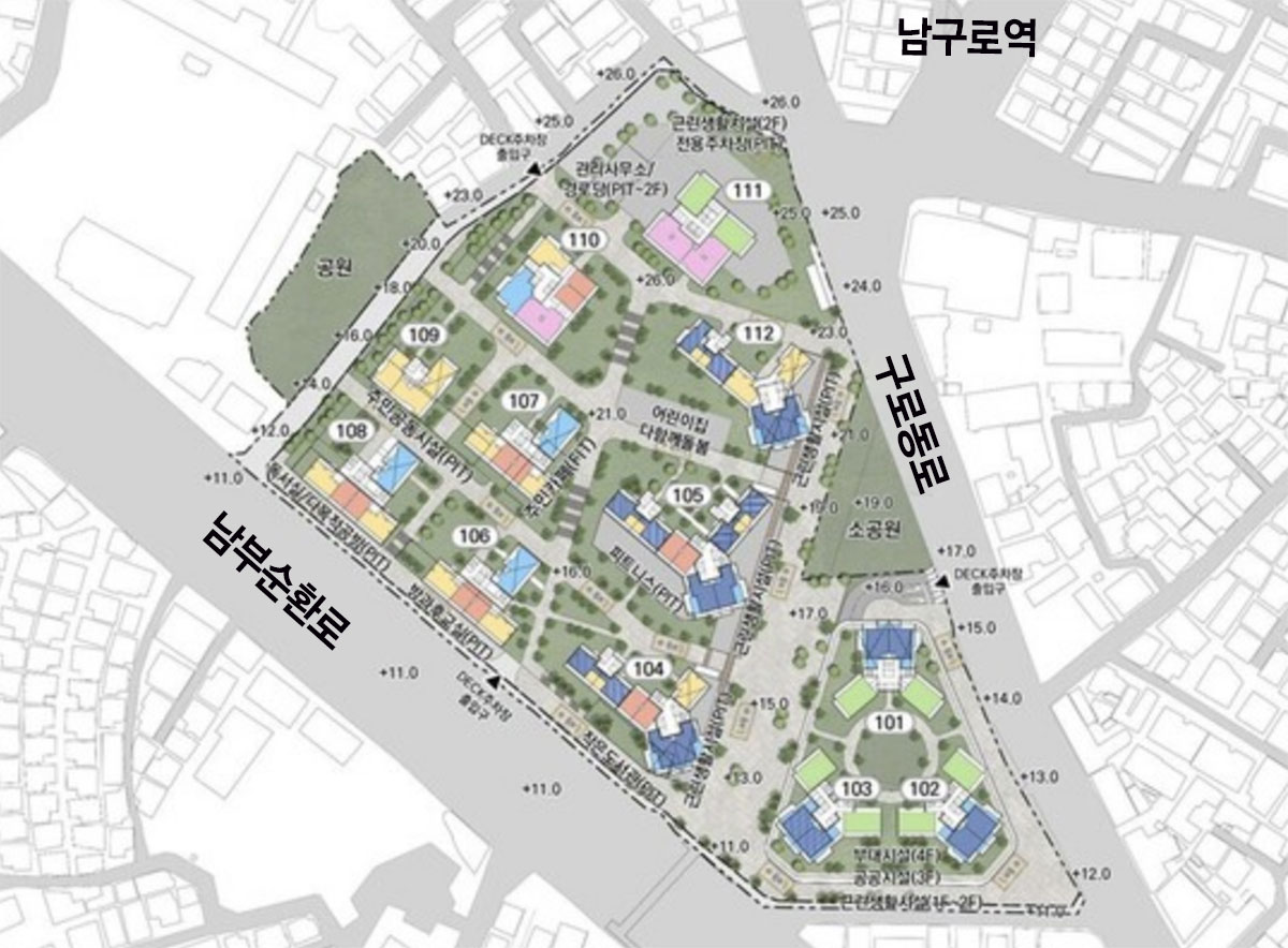 가리봉동 87-177번지 일대 단지배치도