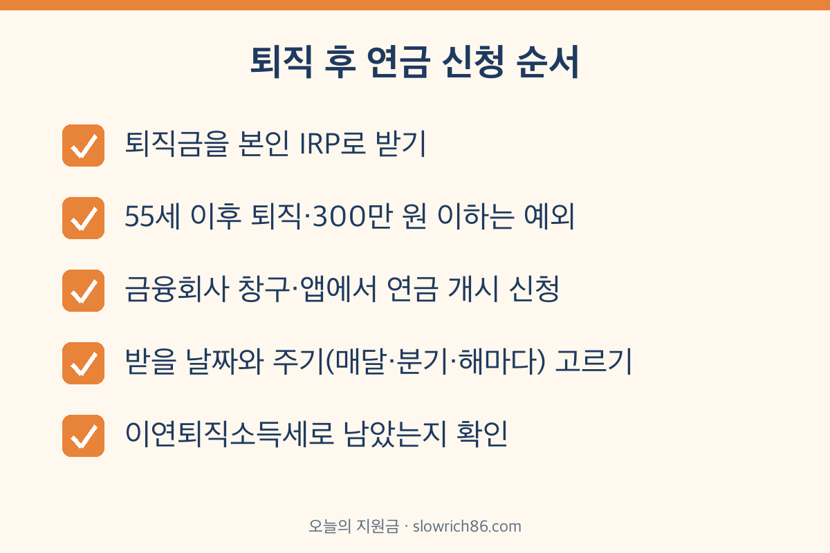 퇴직연금 IRP 이전 연금 개시 신청 순서