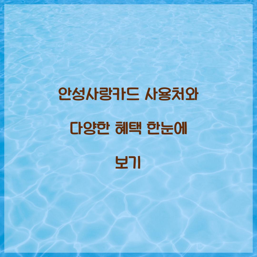 안성사랑카드 사용처