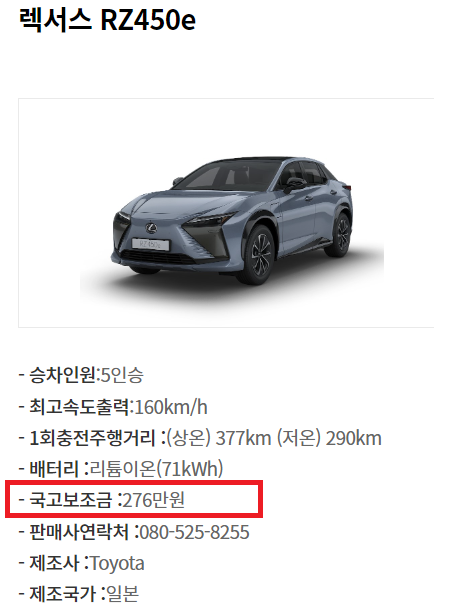 렉서스-보조금