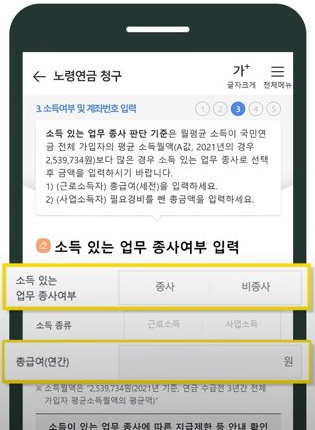 소득있는업무종사여부 입력