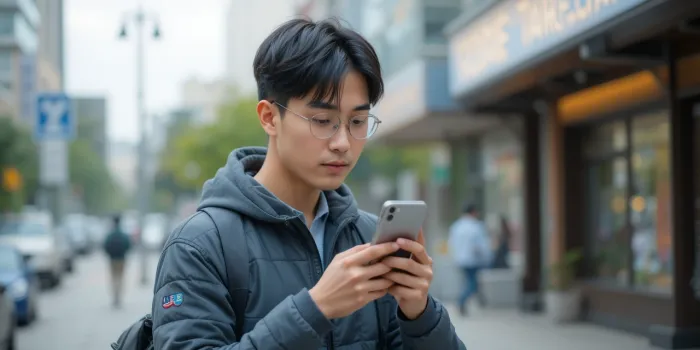 폭염주의보 기준 알림 확인 중인 남성