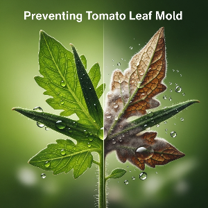 토마토 잎곰팡이병에 걸린 잎 뒷면